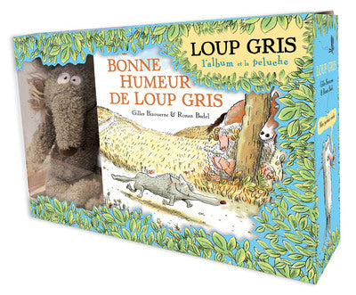 Coffret peluche et livre Loup gris